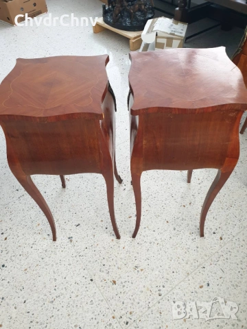 2бр-чифт стари френски дървени конзолни масички-шкафчета за легло, снимка 3 - Шкафове - 54091644