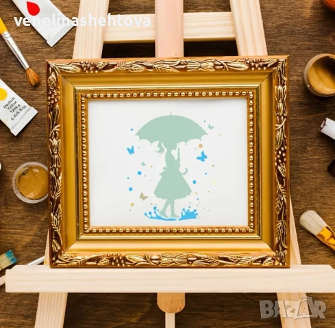 4 броя шаблон стенсил момиче с чадър декорация торта скрапбукинг текстил дърво , снимка 3 - Други - 52808772