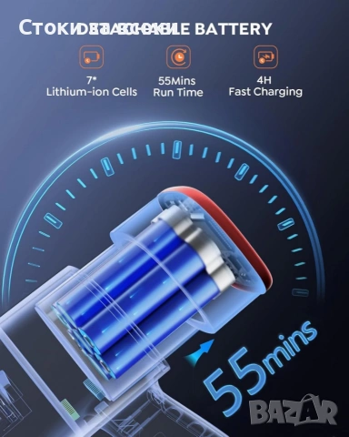 ЛИКВИДАЦИЯ 1 бр. Безжична прахосмукачка Cordless Vacum Cleaner Buture VC50 Red, снимка 6 - Прахосмукачки - 53226029