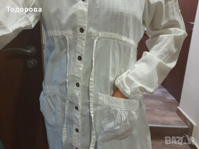 Дълга бяла риза - памук № М-Л