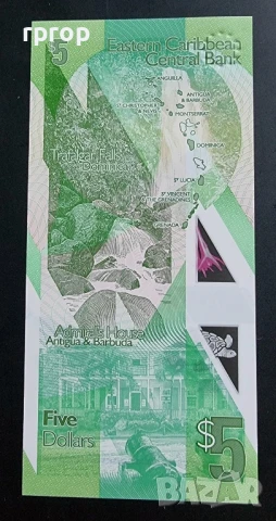 Източни кариби. 5 долара. 2021 година. Полимер. UNC., снимка 2 - Нумизматика и бонистика - 46607680