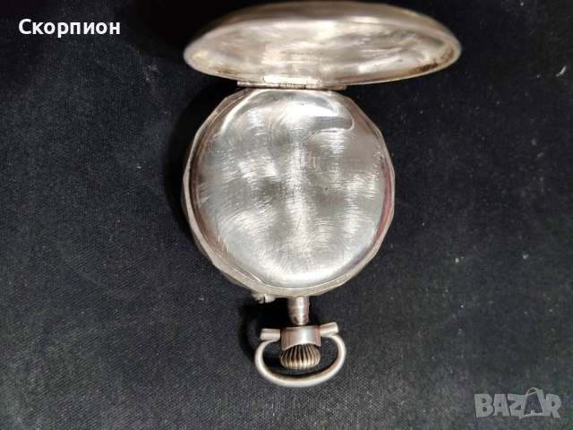 Швейцарски СРЕБЪРЕН джобен часовник 1925г.  - 10 РУБИНА ПРОМОЦИЯ, снимка 10 - Джобни - 48362081