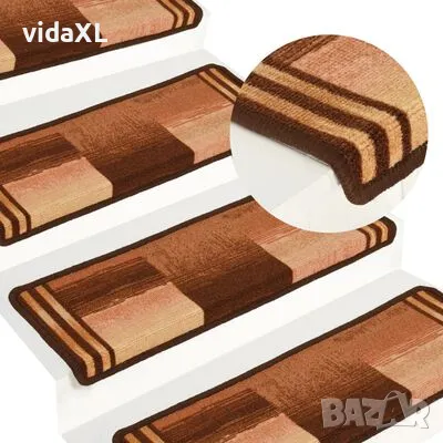 vidaXL Самозалепващи стелки за стъпала, 15 бр, 65x21x4 см, кафяви（SKU:326209）, снимка 3 - Други - 49110685