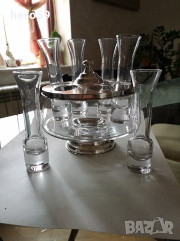 Сребърен комплект(800 проба) за твърд алкохол,чаша-чаши, снимка 7 - Антикварни и старинни предмети - 30324381