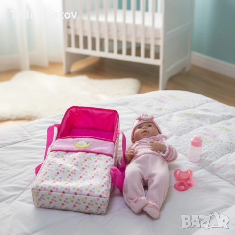 Кукла бебе с пълен комплект – Шише, пижама, легълце и аксесоари - 42 см - НА БЪЛГАРСКИ, снимка 4 - Други - 52562531