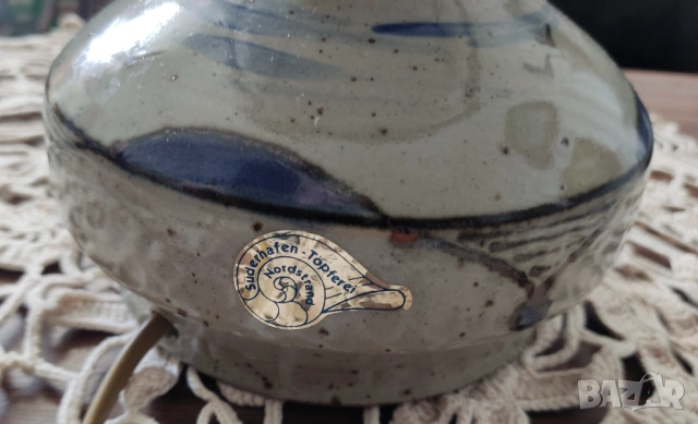 ПРОМО! Немски Настолни нощни кристална лампа с абажур от текстил и керамична със стъкло, снимка 6 - Настолни лампи - 53594089