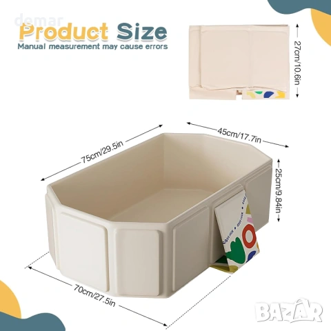 Сгъваема бебешка вана с тапа за източване, 75 × 45 см с неплъзгаща се основа, снимка 2 - Други стоки за дома - 53944978