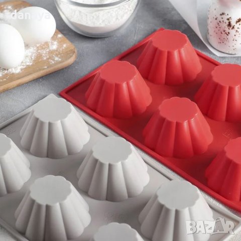 1715 Силиконова форма за пудинг и мъфини, 6 гнезда, снимка 6 - Форми - 30271826