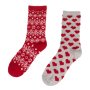 2 чифта Дамски Вълнени Коледни чорапи Сърца, 36-42н, снимка 1 - Дамски чорапи - 42765034