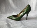 № 40 дамски обувки на висок ток имитация на крокодилска кожа в зелен цвят CATWALK, снимка 3