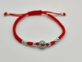 Дамска, детска гривна червена корда със сребърни елементи и Ин и Ян, снимка 12