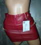 Нова ултра къса НОВА кожена пола в бордо с вградени боксерки S, снимка 2