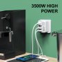 Разклонител със защита с 3 USB и 3 тип Шуко гнезда 3500 W, снимка 3