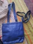 Синя чанта от естествена кожа , снимка 4