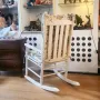 Класически дървен бял люлеещ стол, снимка 5