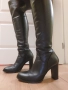 Елегантни и топли кожени ботуши над коляното, снимка 3