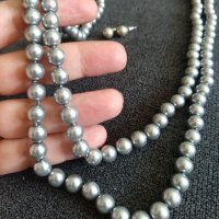 Комплект - гердан от естествени сладководни сиви перли, снимка 4 - Бижутерийни комплекти - 37249217