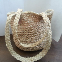Ретро  дамска плетена камъшена  чанта, снимка 6 - Антикварни и старинни предмети - 16394966