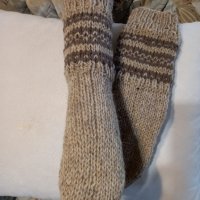 Ръчно плетени мъжки чорапи от вълна, размер 37, снимка 2 - Якета - 42265999