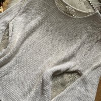 Бял пуловер с пайети, снимка 2 - Блузи с дълъг ръкав и пуловери - 38958591