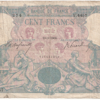 Франция - 1906 - 100 франка, снимка 1 - Нумизматика и бонистика - 44806765