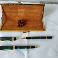 Комплект луксозни химикалки от соц-а с кожен калъф, снимка 5 - Антикварни и старинни предмети - 35141509