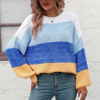 Дамски моден пуловер с цветни блокове, 3цвята - 023, снимка 14 - Блузи с дълъг ръкав и пуловери - 42305738