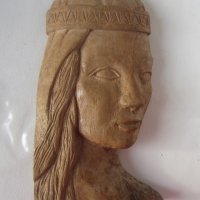 Дърворезба жена глава пано, снимка 3 - Статуетки - 39490484
