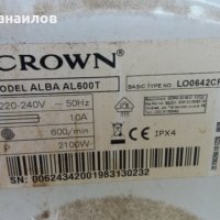 Продавам Люк пералня Crown Alba AL 600 T , снимка 2 - Перални - 40541986