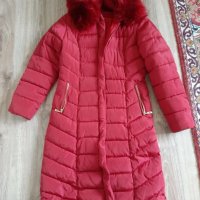 Дълго топло червено яке Elisabetta Franchi палто бордо, снимка 1 - Якета - 34110784