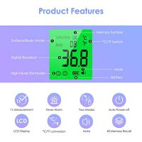 Професионален инфрачервен термометър, цифров термометър за чело за измерване на хора и предмети, снимка 4 - Други - 35406448