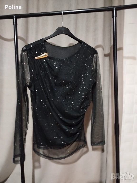 Дамска блуза с камъни, рипс, снимка 1