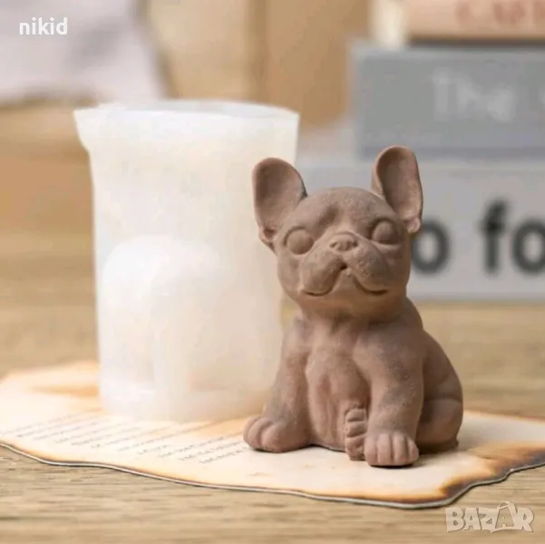 3D куче Френски Булдог силиконов молд форма декорация торта фондан шоколад гипс смола свещ, снимка 1
