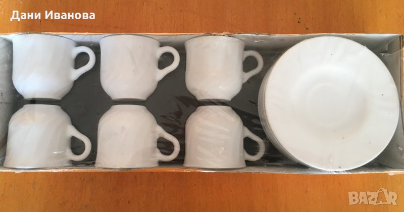 СЕРВИЗ ЗА КАФЕ от темперирано испанско стъкло - 6 чаши с чинийки, снимка 1