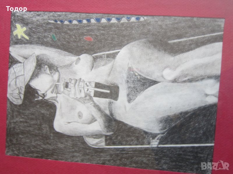 Рисувана картина Еротика подписана , снимка 1