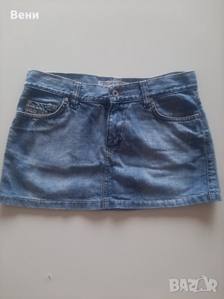 Къса дънкова пола ниска талия, снимка 1