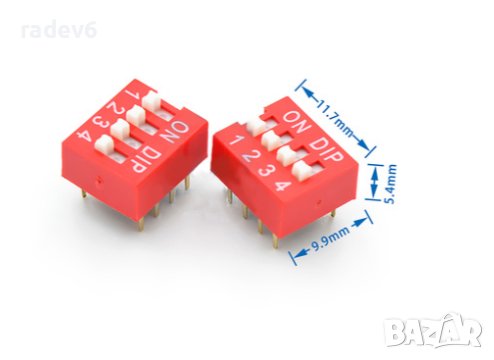 DIP превключвател, количество секции 4, DIP Switch, 2.54MM, снимка 1