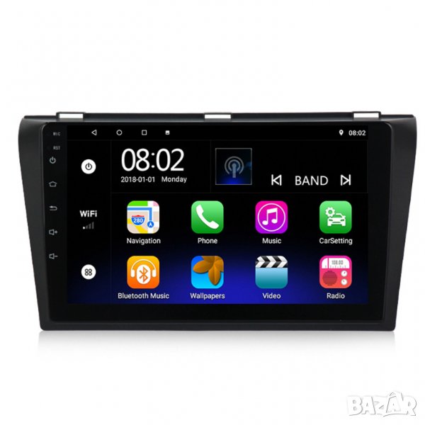 Мултимедия, за Mazda 3, Двоен дин, 1, 2 BK, Навигация, дисплей 2 Дин, плеър 9“ екран, Android, Мазда, снимка 1