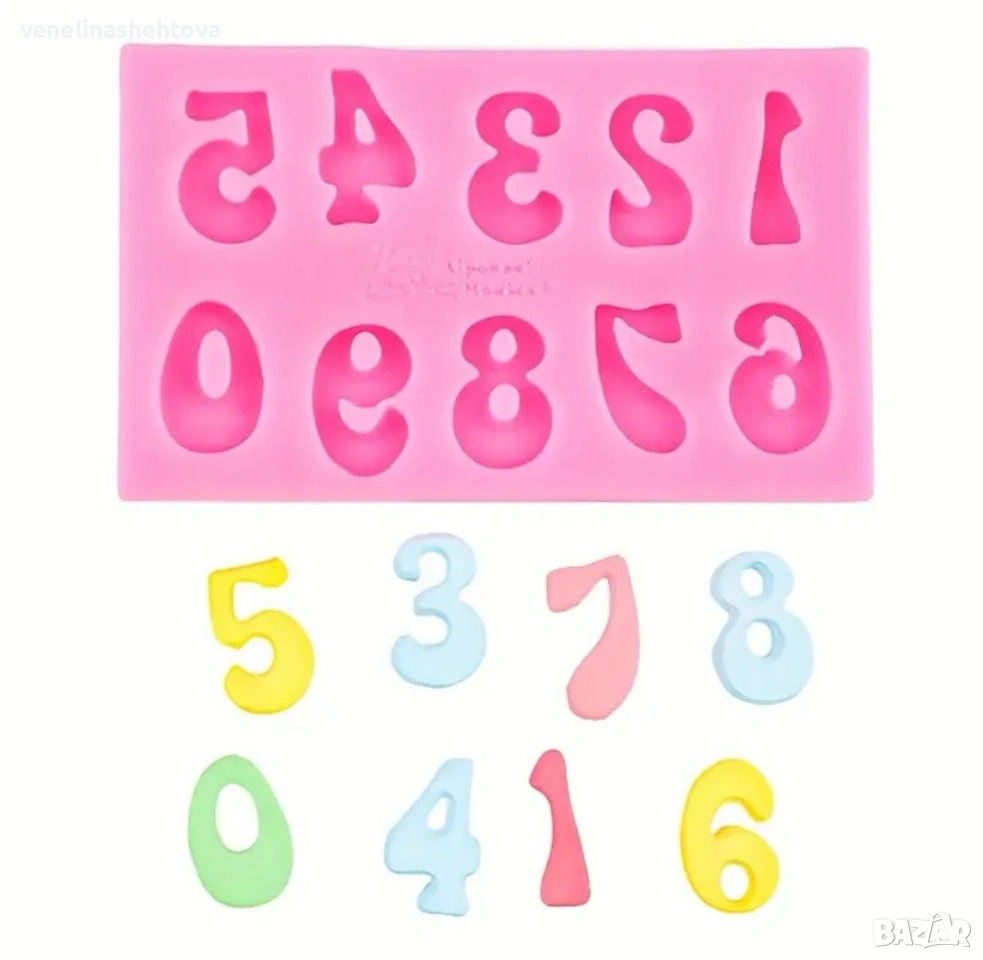 Цифри числа издути силиконов молд гипс смола шоколад фондан за декорация на торта мъфини, снимка 1