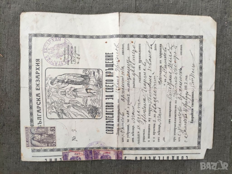 Продавам Свидетелство за кръщение село Рашково 1933, снимка 1