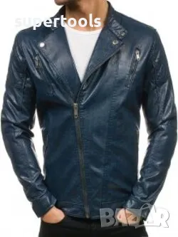 Мъжко тъмносиньо кожено яке EXTREME BLUE EX-389, снимка 1
