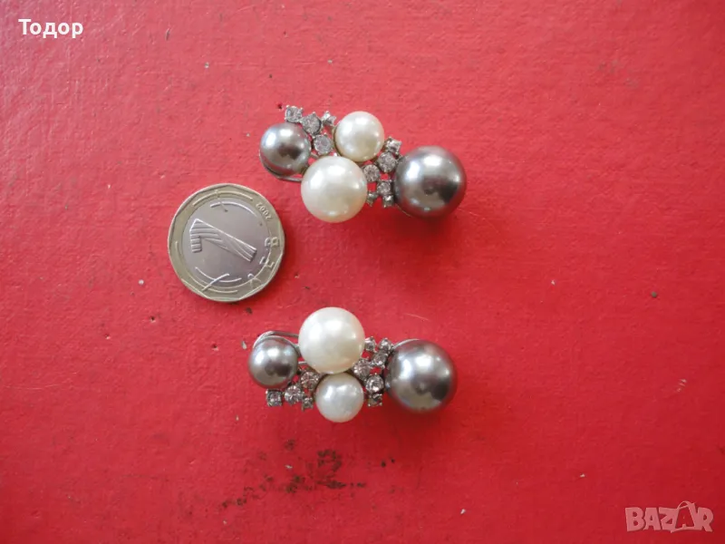 Страхотни обеци обици с перли и камъни , снимка 1