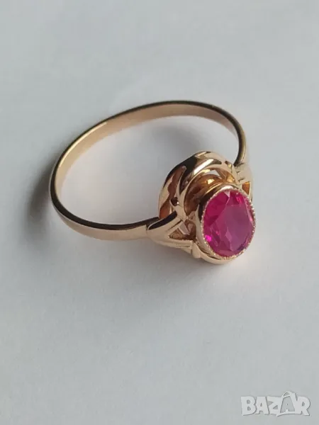 Руски златен пръстен с рубин 1, снимка 1