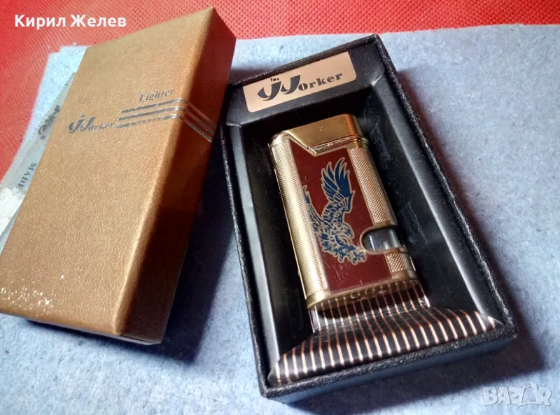 WORKER LIGHTER КРАСИВА МАРКОВА ЛУКСОЗНА ГАЗОВА ЗАПАЛКА с КУТИЙКАТА й 36439, снимка 1