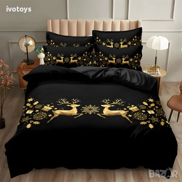 Двулицев коледен спален комплект (Реално изображение), 6 части - Модел WS17206, снимка 1