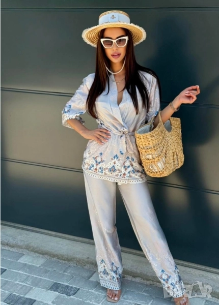 сатенен комплект риза и панталон , снимка 1