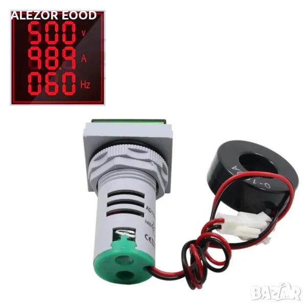 Комбиниран уред амперметър, волтметър и честотомер,червен дисплей,4002, снимка 1