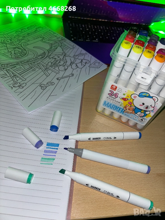 Професионални двустранни маркери TWIN MARKER – 24 цвята!, снимка 1