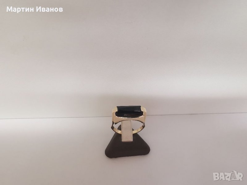 Златен пръстен с оникс , снимка 1