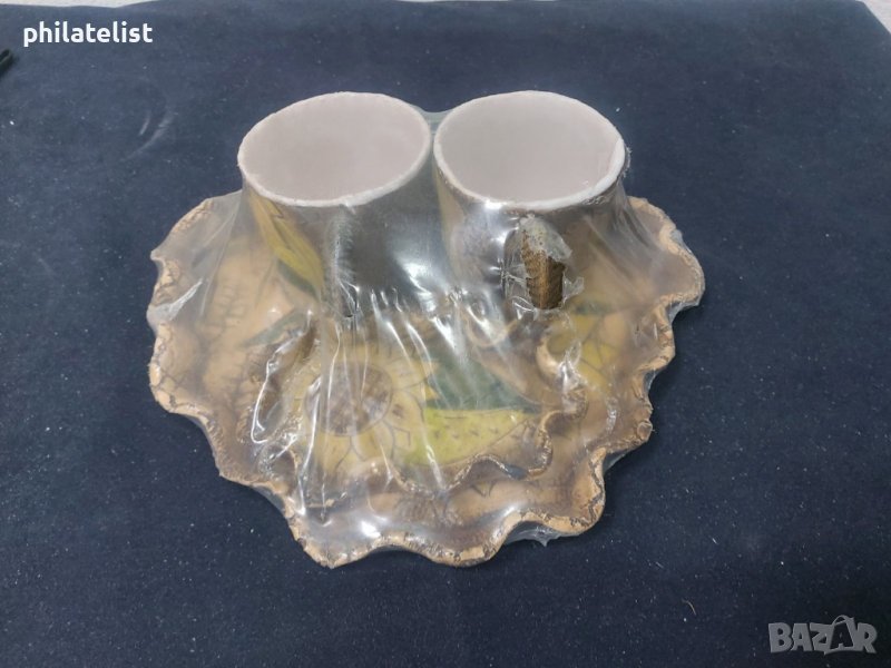 Комплект - Поднос , чинийка + 2 чаши !, снимка 1